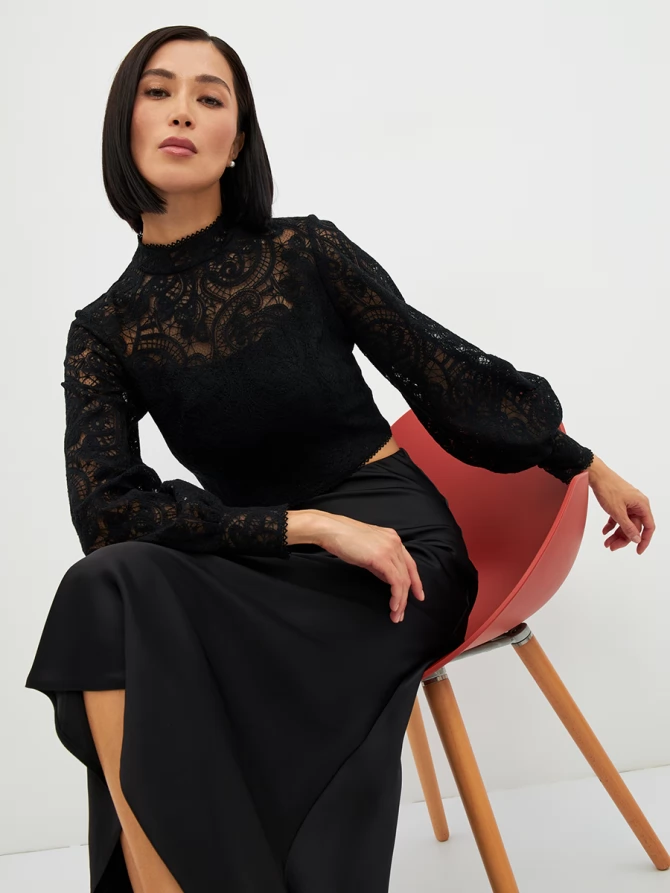 Блузка из кружева OD-969-2 черный