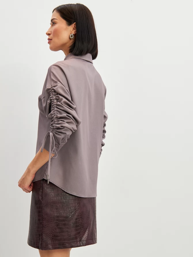 Блузка тонкая джинса OD-858-2 пыльно-лиловый