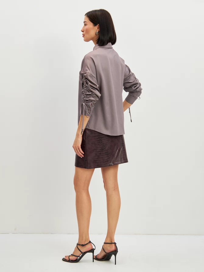 Блузка тонкая джинса OD-858-2 пыльно-лиловый