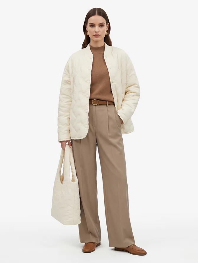 Стеганая сумка на магнитных кнопках OD-1053-1 бежевый