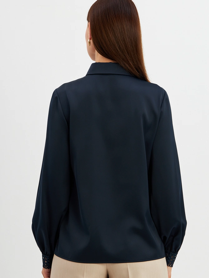 Блузка с кружевом OD-808-4 темно-синий