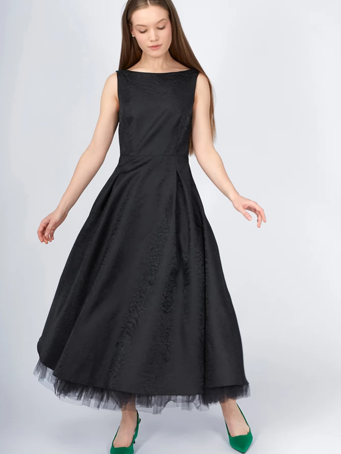 Платье из жаккарда OD-939-2 черный