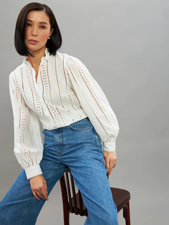 Блузка из шитья OD-919-1 белый