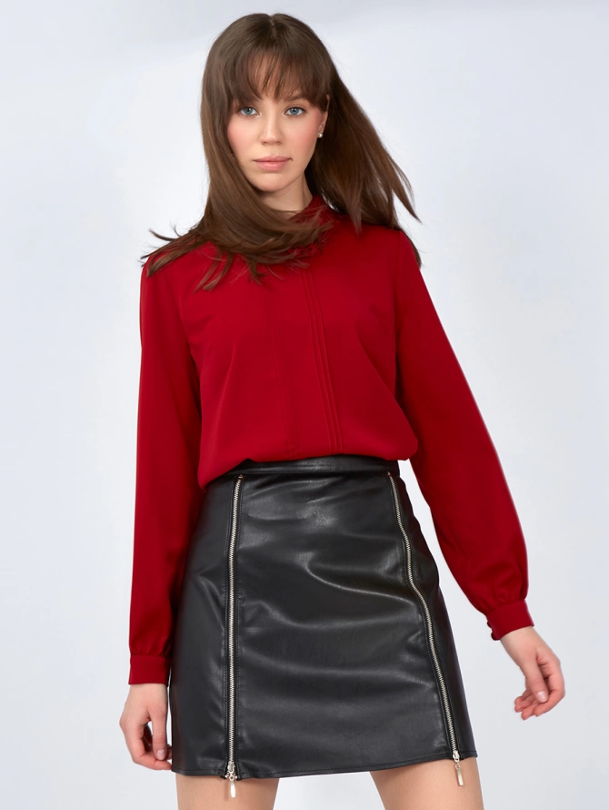 Блузка с кружевным воротником OD-861-3 бордо