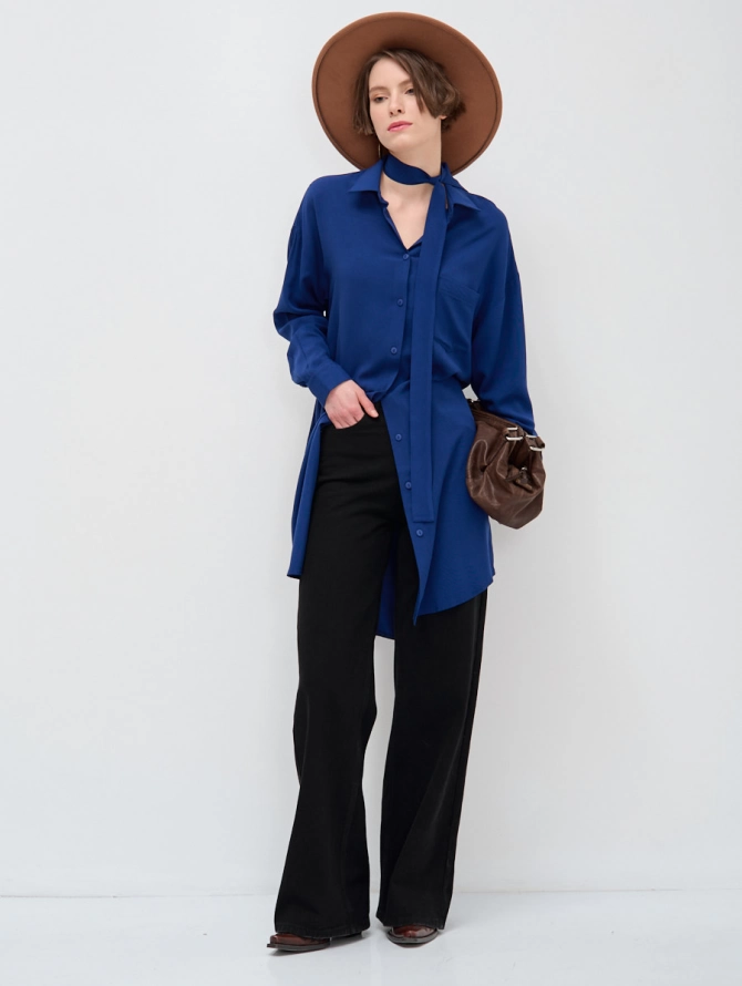 Платье-рубашка оверсайз из штапеля