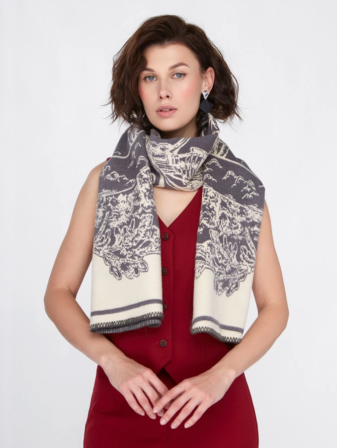 Палантин женский двусторонний с узором