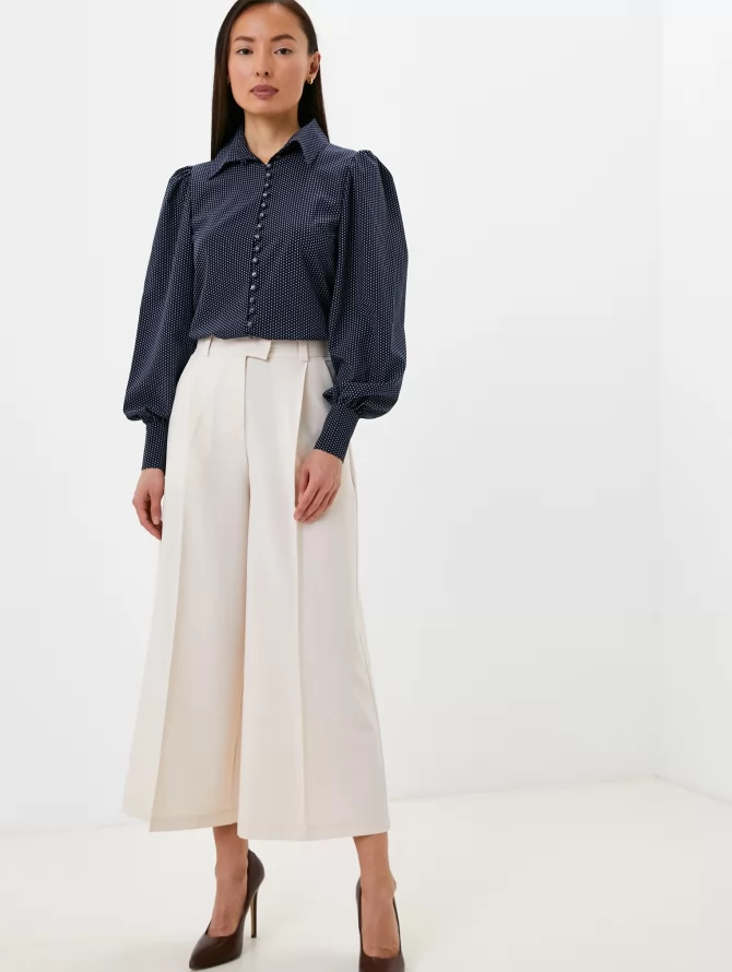 Брюки-кюлоты однотонные с заутюженными стрелками