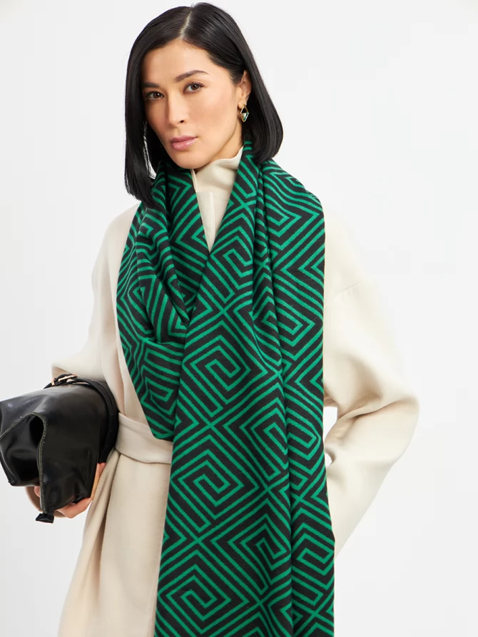 Палантин женский с геометрическим принтом, двусторонний