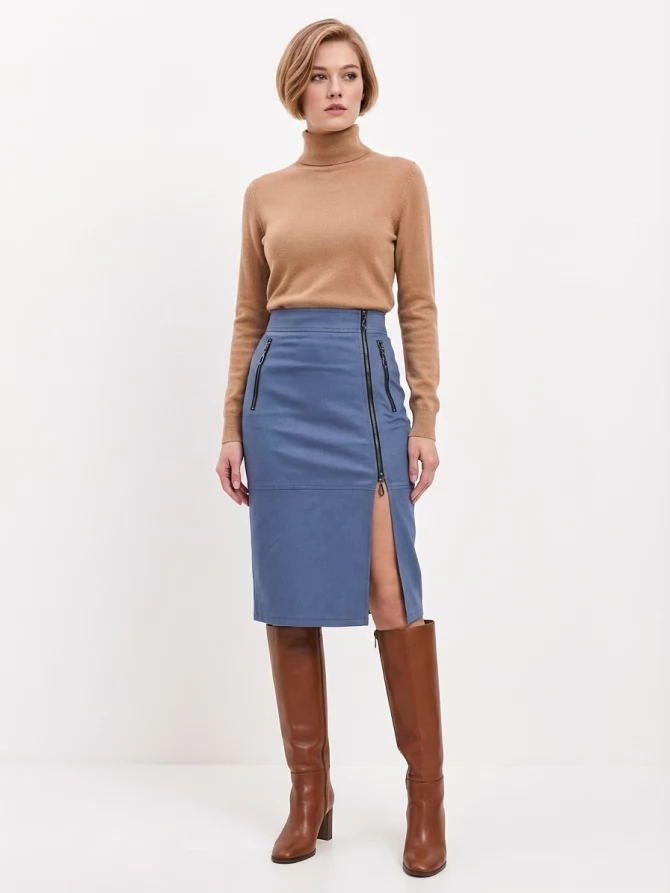 Юбка джинсовая с короткой молнией OD-866-1 синий