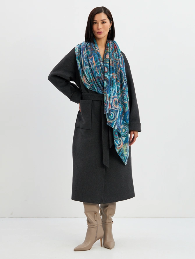 Палантин женский двусторонний с жатым рисунком