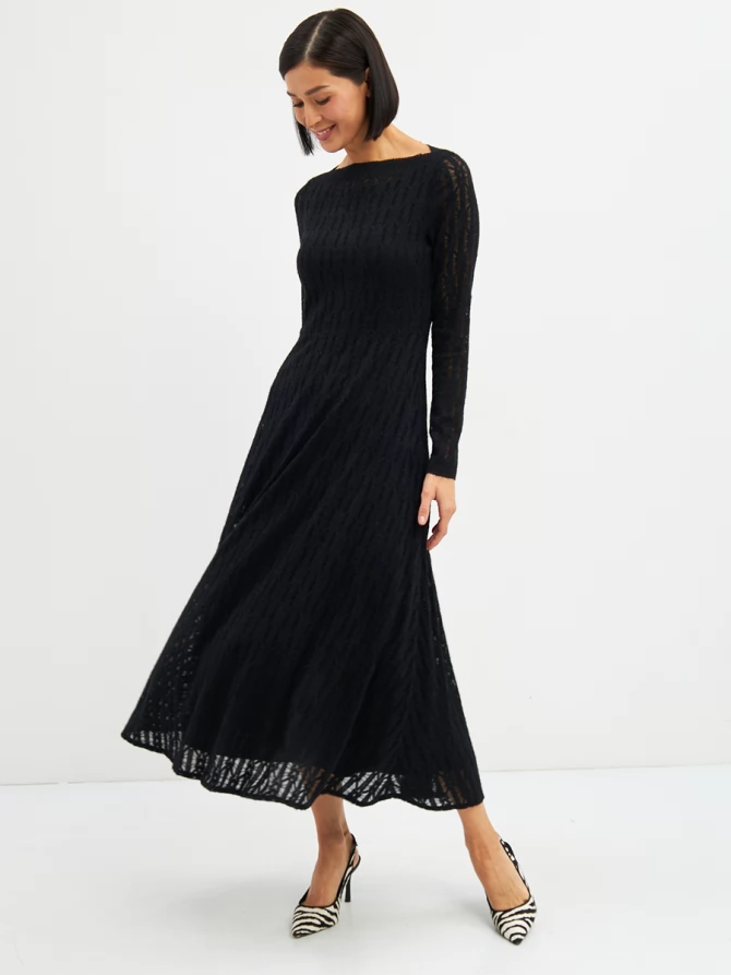 Платье из трикотажного кружева OD-904-2 черное