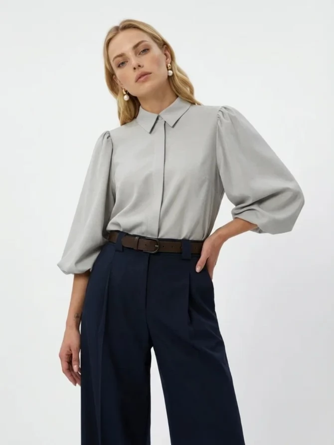 Блузка из костюмной ткани OD-1035-1 св. серый