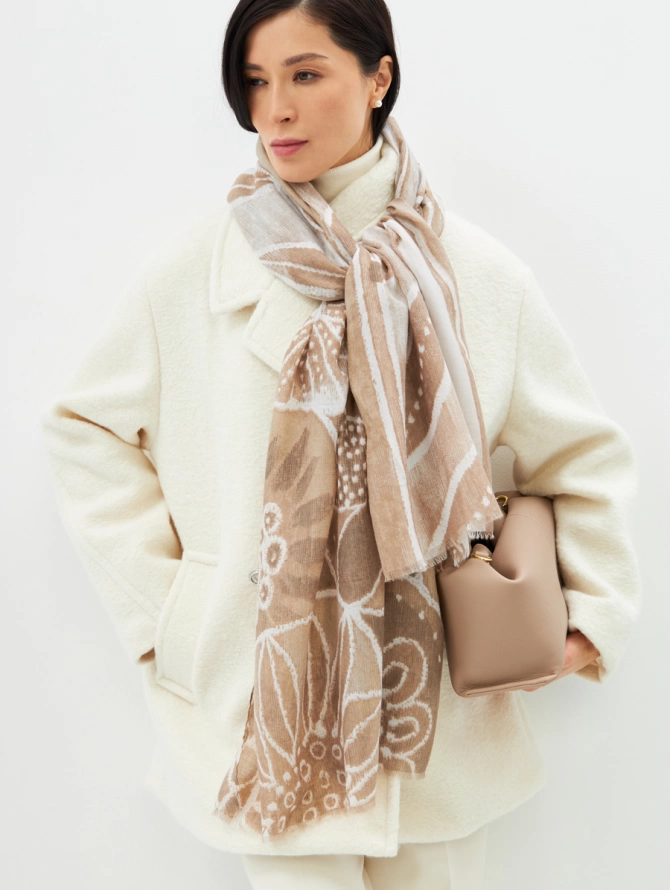 Палантин женский двусторонний с арт-деко принтом