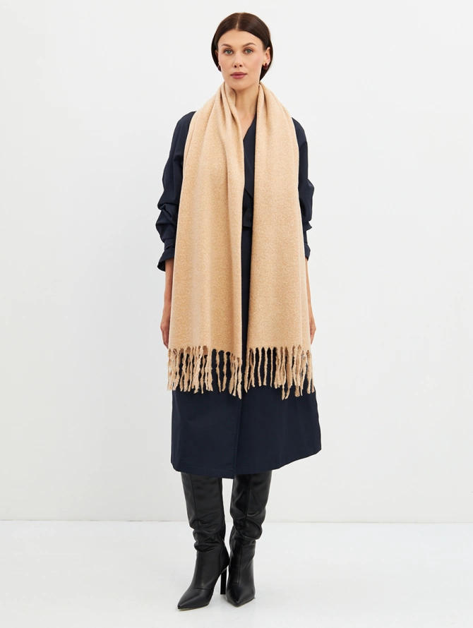 Палантин женский двусторонний с бахромой