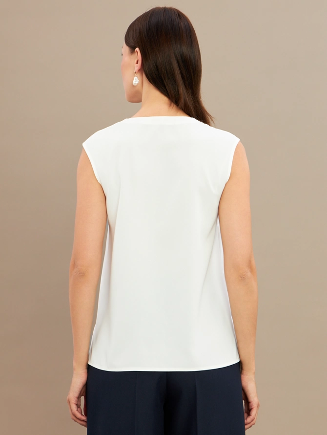 Топ со вставкой из органзы белый