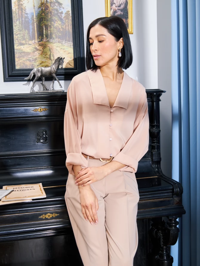 Блузка из шифона OD-809-3 персик