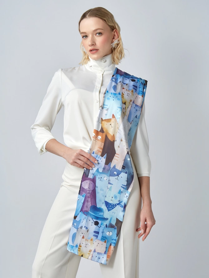 Палантин женский с принтом "Забавные коты"