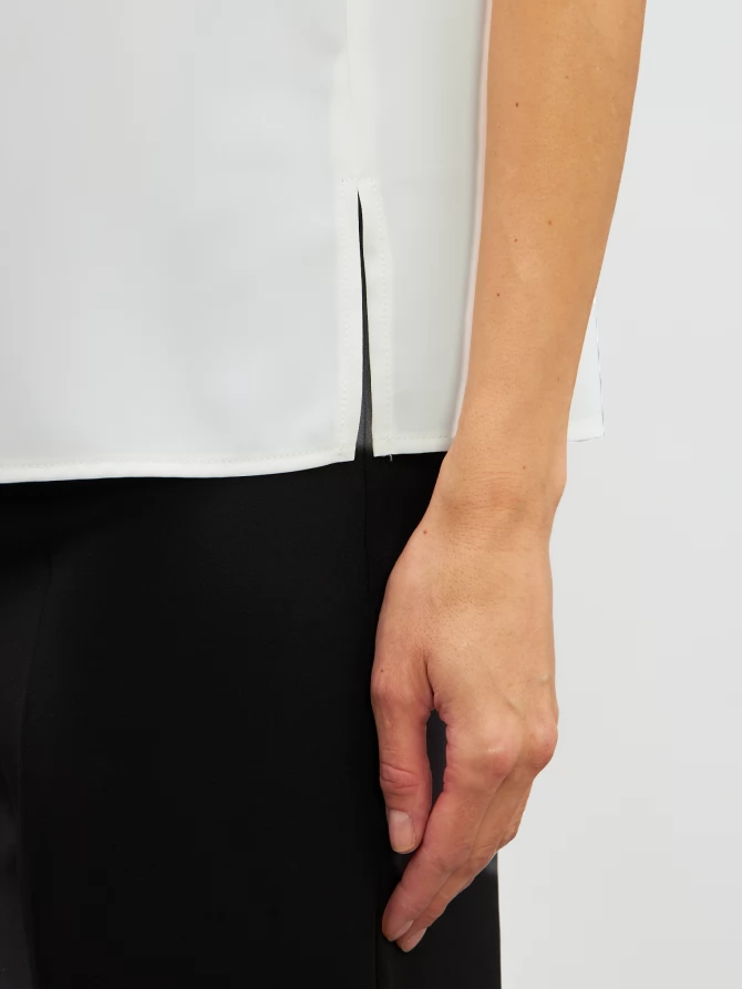 Блузка без рукавов с отделкой из тесьмы OD-973-1 белый