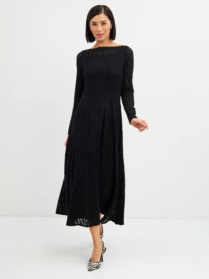 Платье из трикотажного кружева OD-904-2 черное