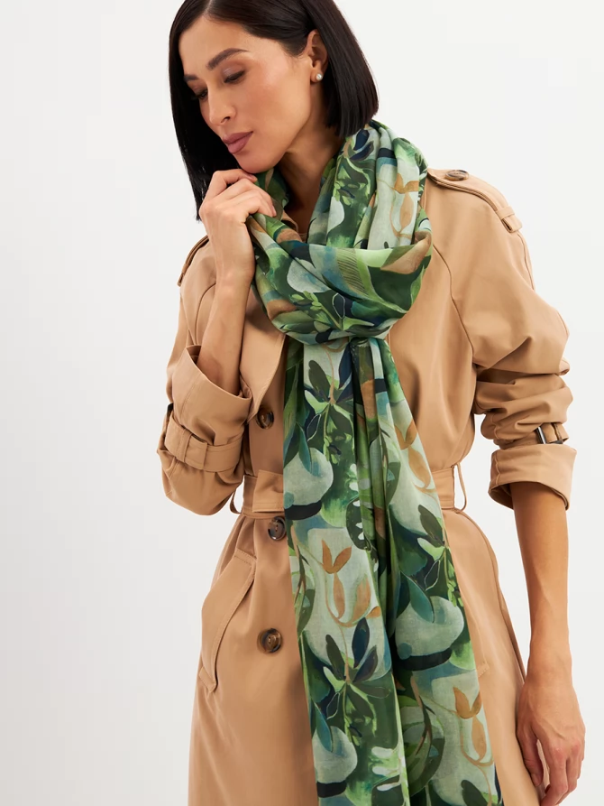 Палантин женский с тропическим принтом KSH25-1257-4