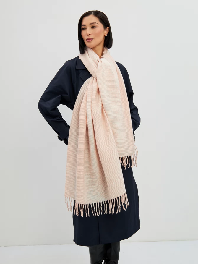 Палантин двусторонний меланжевый с кистями