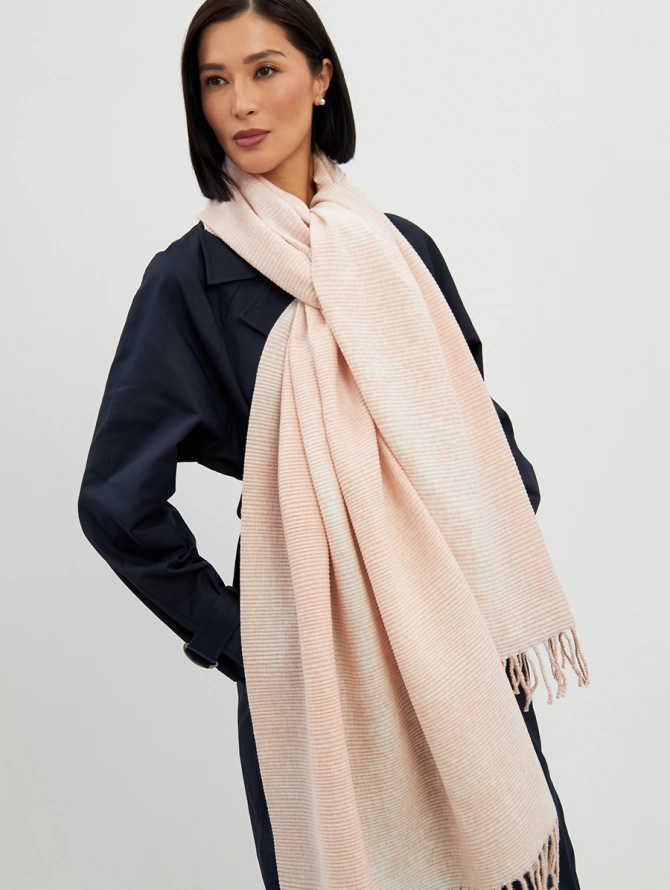 Палантин двусторонний меланжевый с кистями