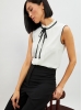 Блузка без рукавов с отделкой из тесьмы OD-973-1 белый
