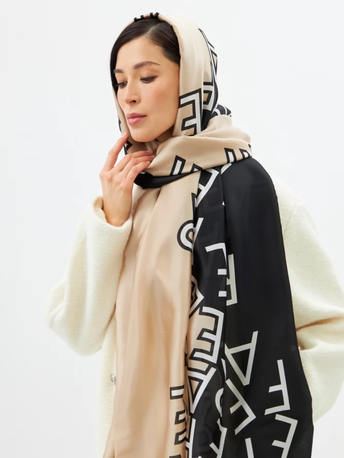 Палантин женский двусторонний с принтом арт-деко