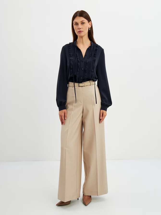 Блузка с рюшами OD-976-2 темно-синий