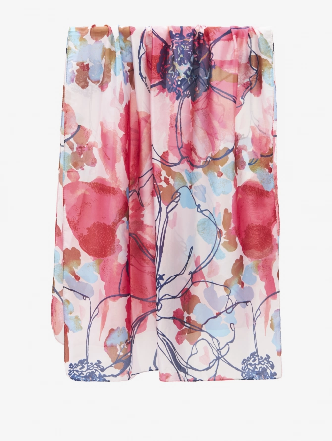 Палантин женский двусторонний с принтом арт-деко D2-1351-1