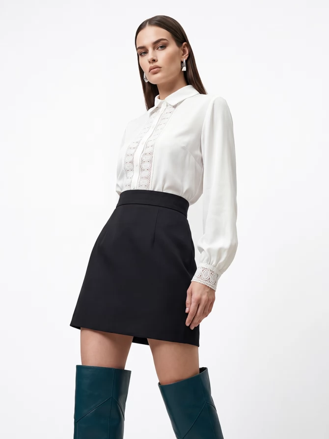 Блузка с кружевом белая