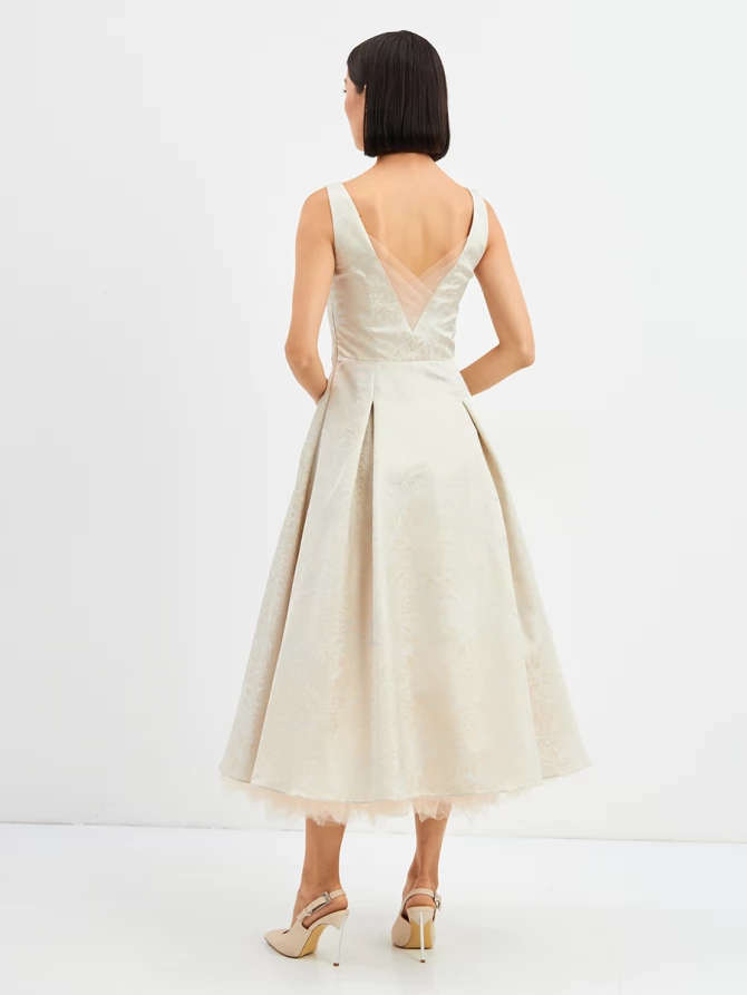 Платье из жаккарда OD-939-3 серо-голубой