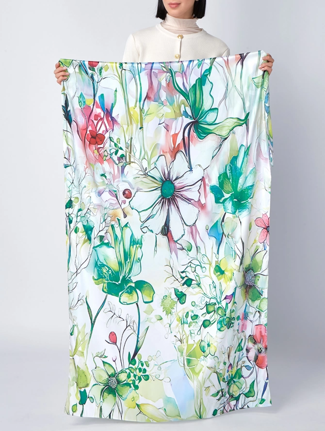 Палантин с акварельным цветочным принтом