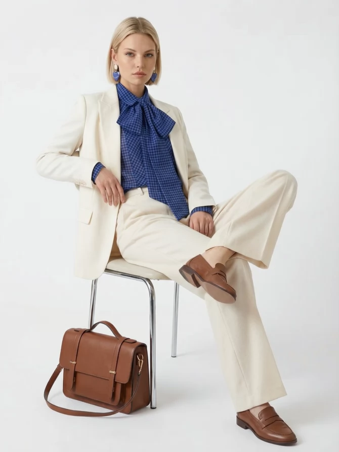 Блузка из органзы в клетку OD-984-1 фиолетовый с черным