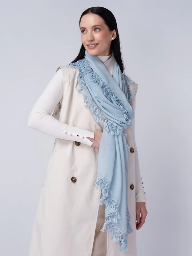 Палантин женский с ажурной бахромой