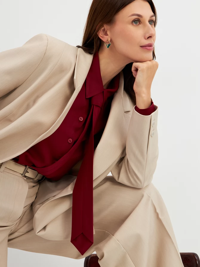 Жакет двубортный на подкладке OD-980-1 бежевый