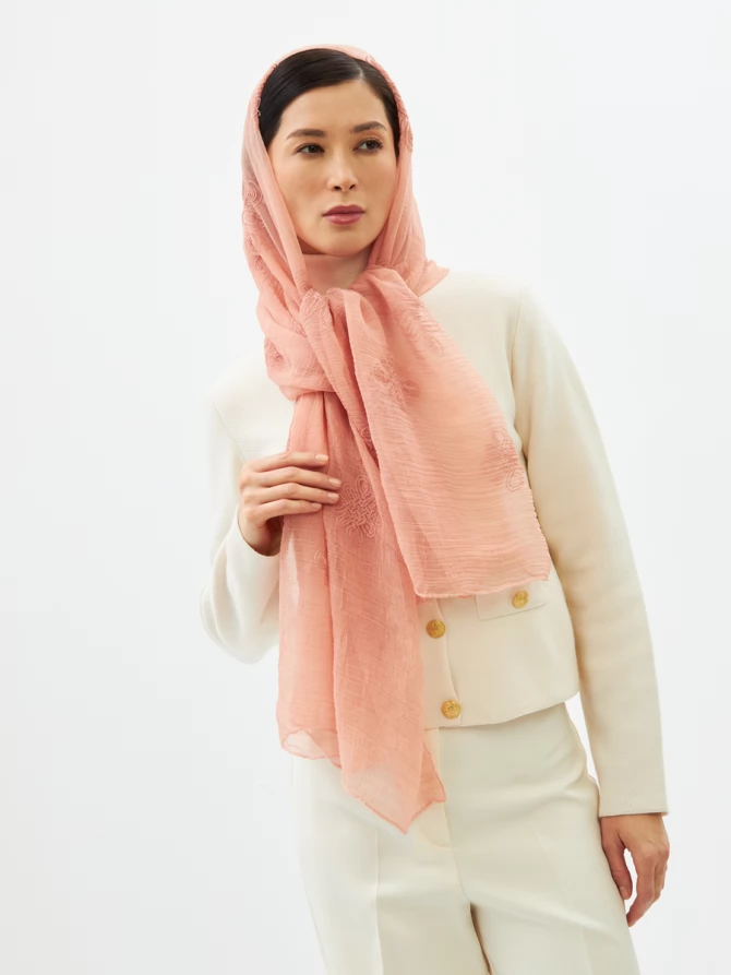 Палантин женский двусторонний с вышивкой арт-деко BB-1352-8