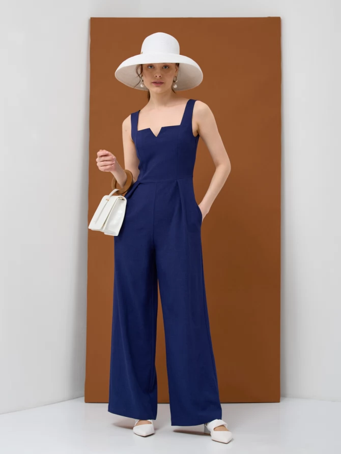 Комбинезон лен OD-804-1 синий