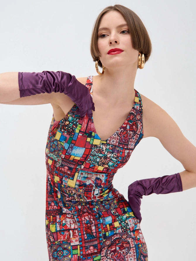 Платье с принтом масло