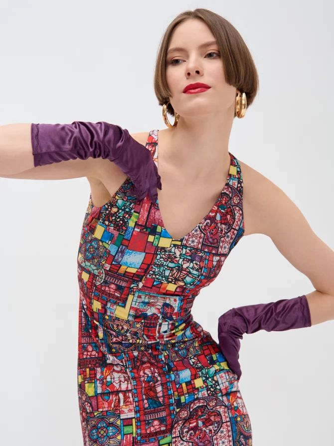 Платье с принтом масло