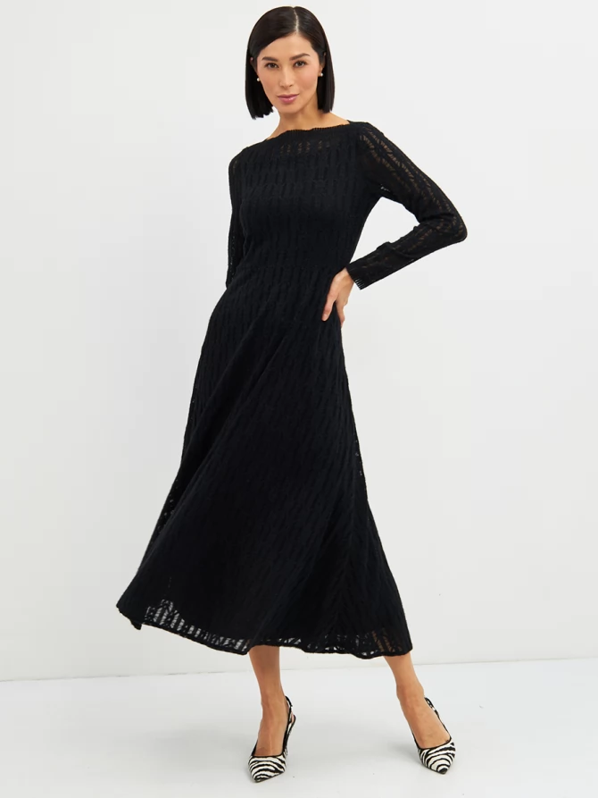 Платье из трикотажного кружева OD-904-2 черное
