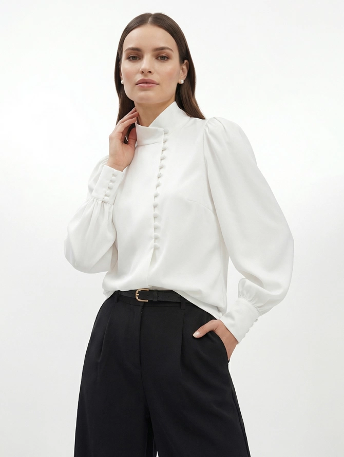 Блуза-косоворотка с воротником-стойкой