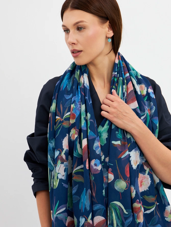 Палантин женский с цветочным принтом
