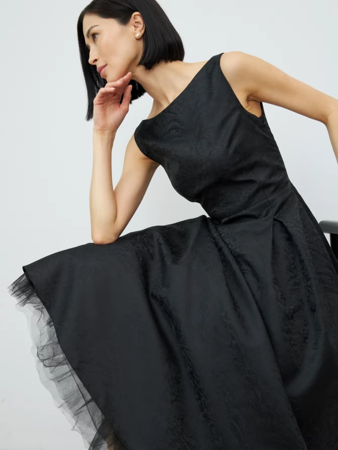 Платье из жаккарда OD-939-2 черный