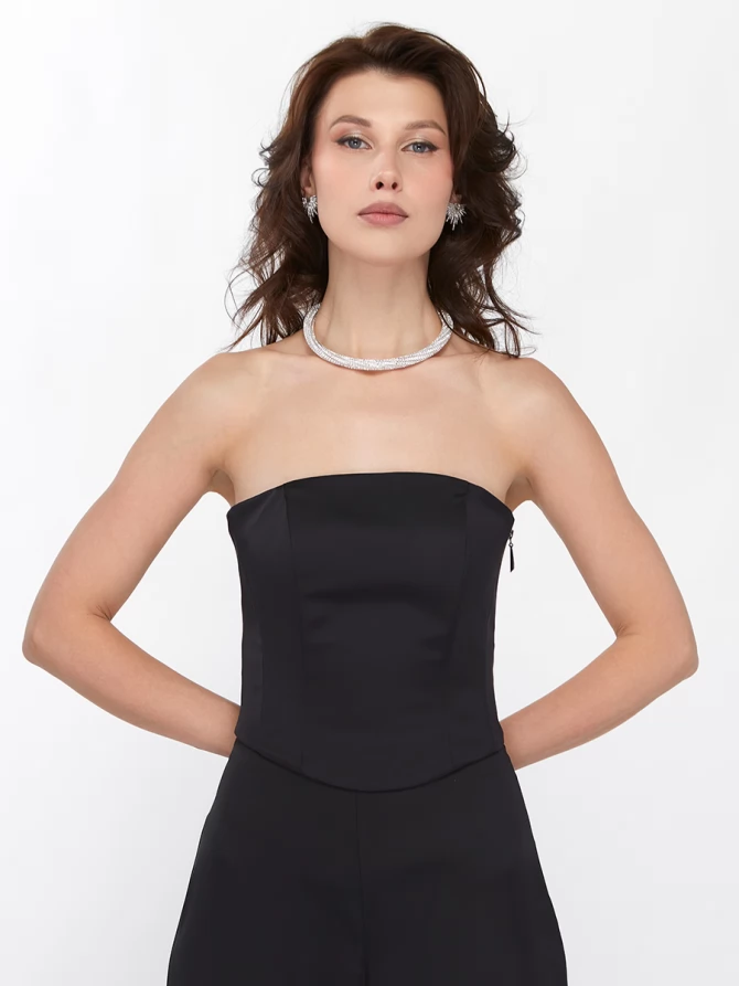 Блузка со съёмными перьями (корсет) OD-897-1 черный