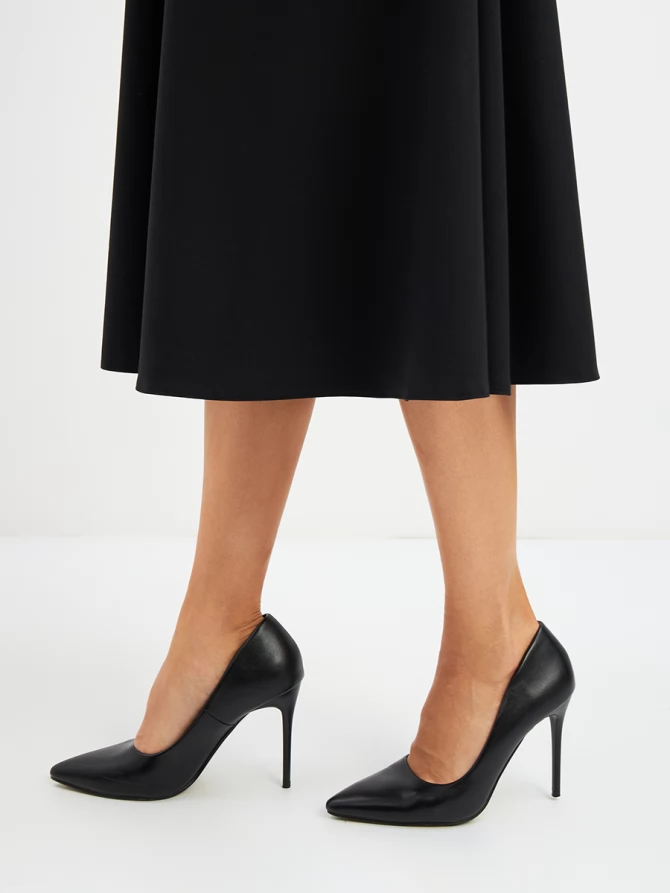 Платье с кружевным воротником потайная планка OD-886-1 черный