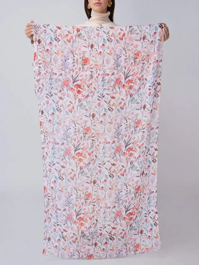 Палантин женский с акварельным цветочным принтом KSH16-125-2