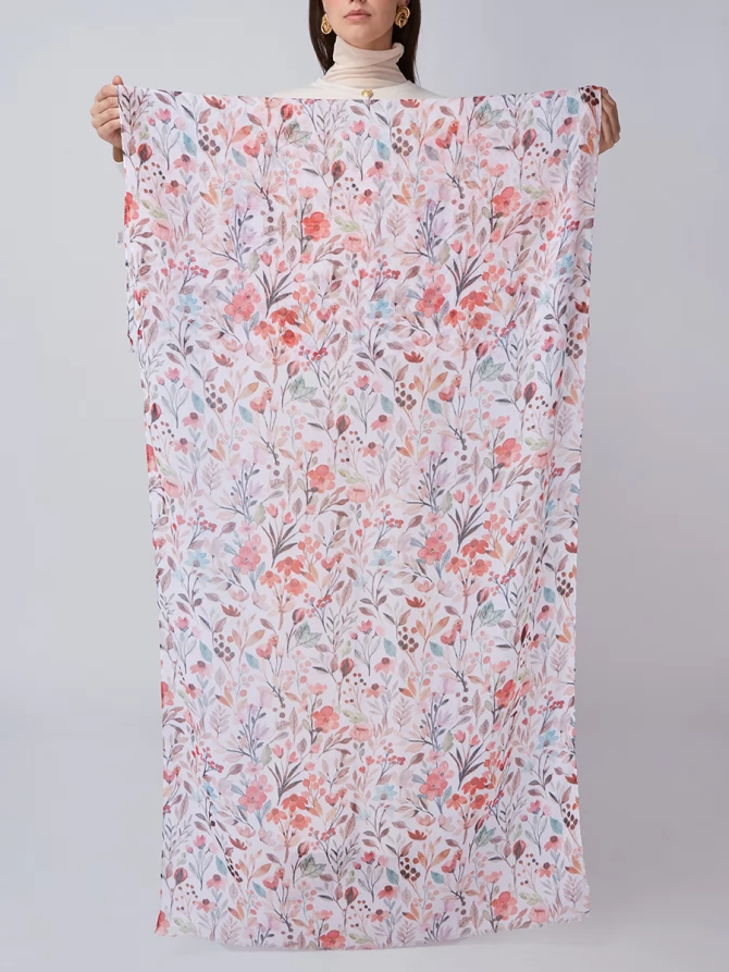 Палантин женский с акварельным цветочным принтом KSH16-125-2
