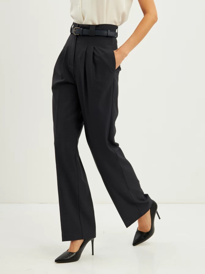 Брюки из костюмной ткани OD-780-1 черно-синий гусиная лапка