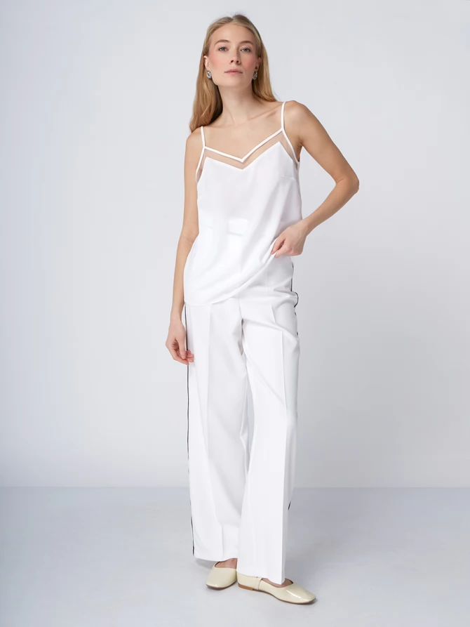 Топ с сеткой на бретелях OD-875-1 белый